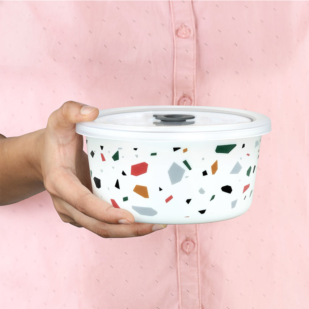 Larah By Borosil Confetti Storage Bowl Set, 1.2L + 800ml