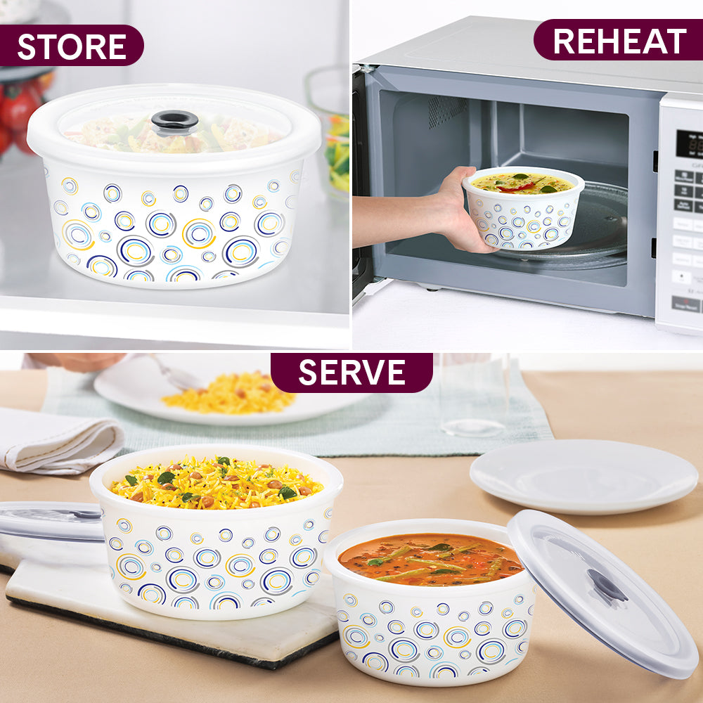 Larah By Borosil Jupiter Storage Bowl Set, 1.2L + 800ml