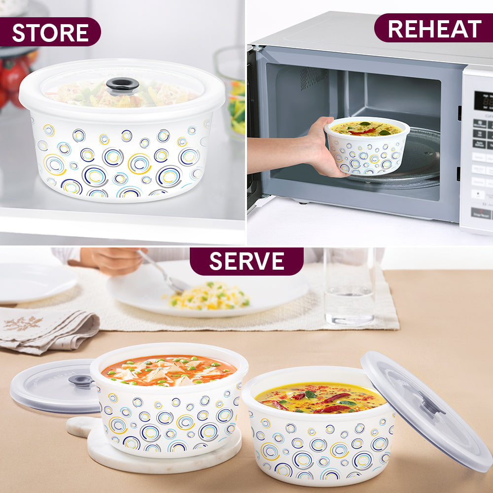 Larah By Borosil Jupiter Storage Bowl Set, 800ml x 2