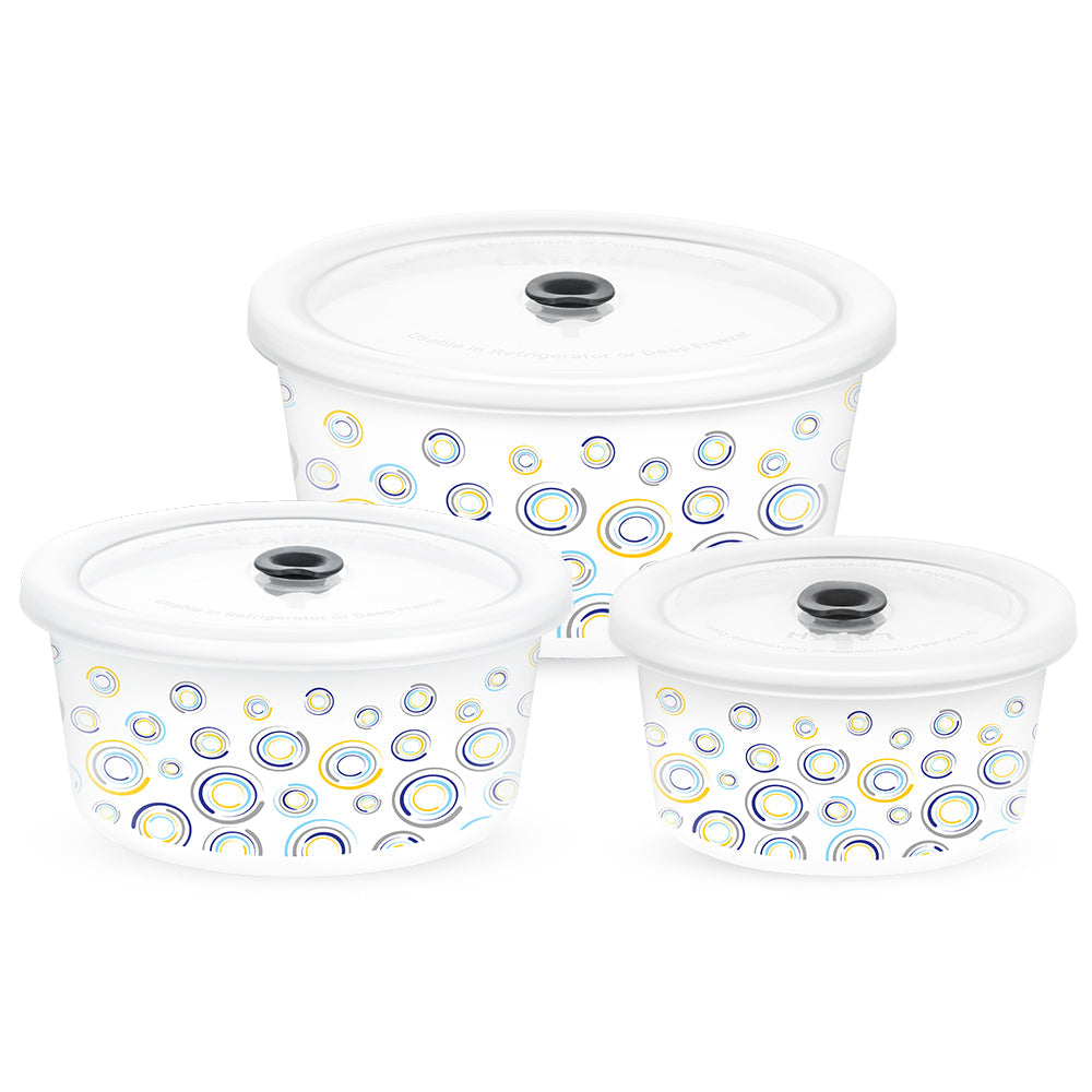 Larah By Borosil Jupiter Storage Bowl Set, 1.2L + 800ml + 400ml