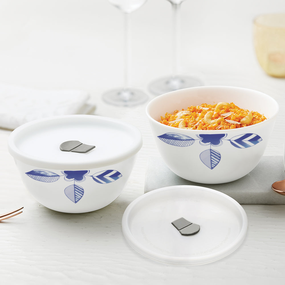 Larah by Borosil Morning Glory 4 pc Mixing Bowl, 500 ml x 2