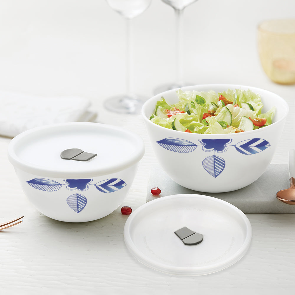 Larah by Borosil Morning Glory 4 pc Mixing Bowl, 750 ml x 2