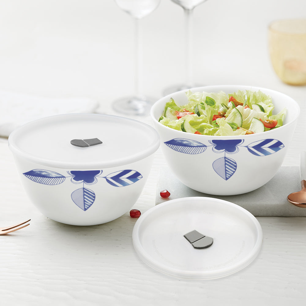 Larah by Borosil Morning Glory 4 pc Mixing Bowl, 750 ml + 500 ml