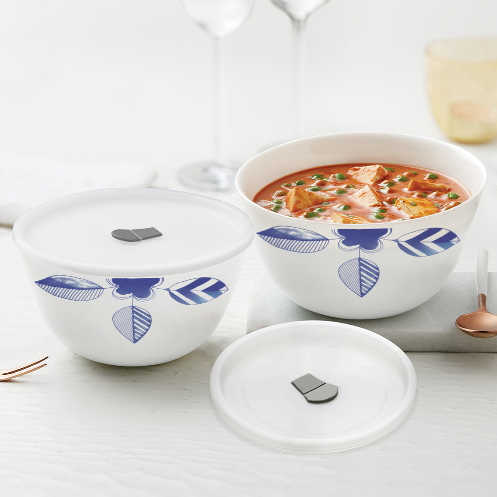 Larah by Borosil Morning Glory 4 pc Mixing Bowl, 1 L + 750 ml