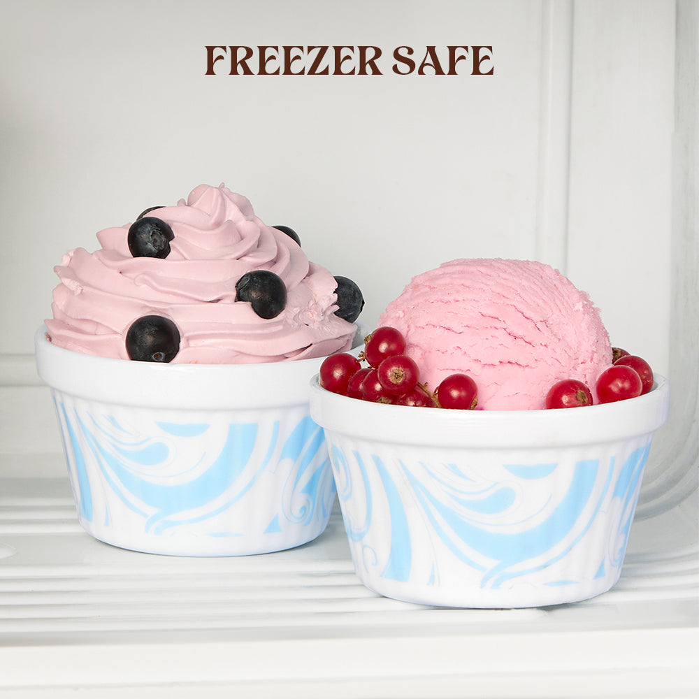 Larah by Borosil Frosty Blue Ice Cream Bowl Set, 6 pc