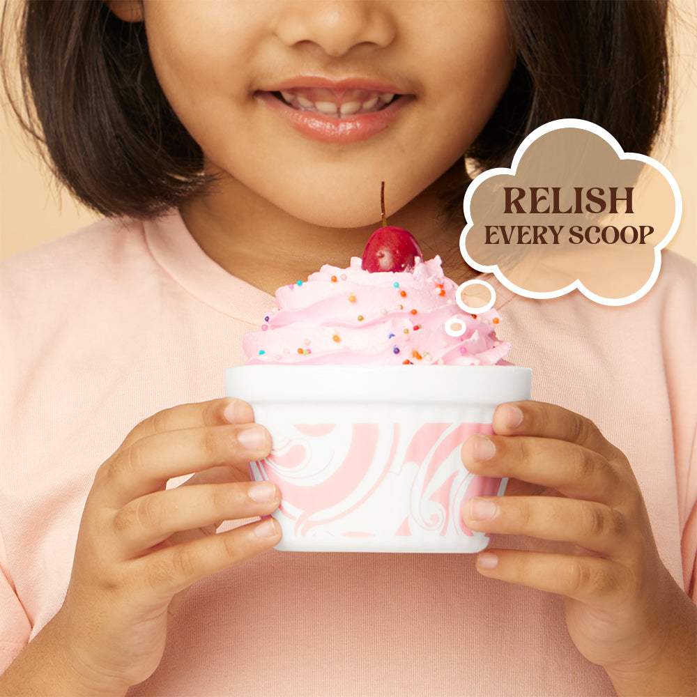 Larah by Borosil Frosty Red Ice Cream Bowl Set, 6 pc