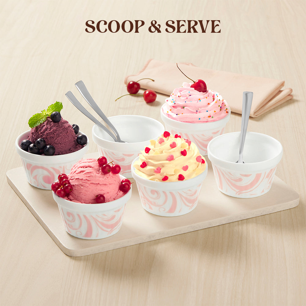 Larah by Borosil Frosty Red Ice Cream Bowl Set, 6 pc