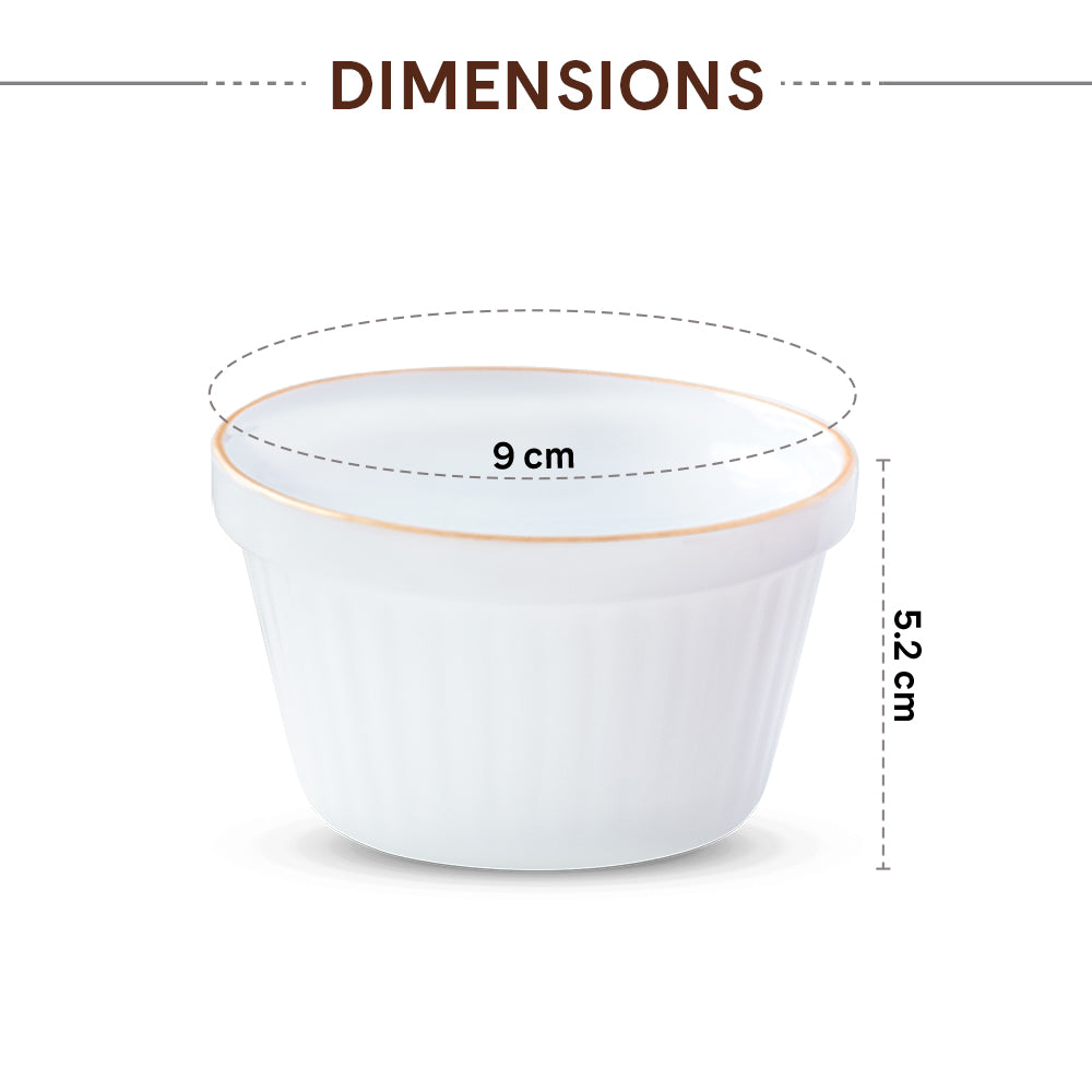 Larah by Borosil Goldline Ice Cream Bowl Set, 6 pc