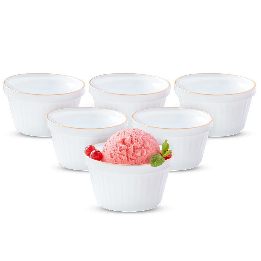 Larah by Borosil Goldline Ice Cream Bowl Set, 6 pc