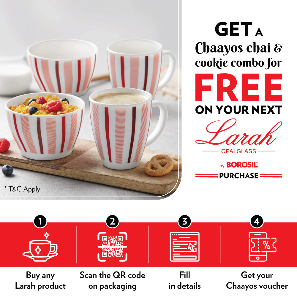 Larah by Borosil Ruby Katori, 6 pc