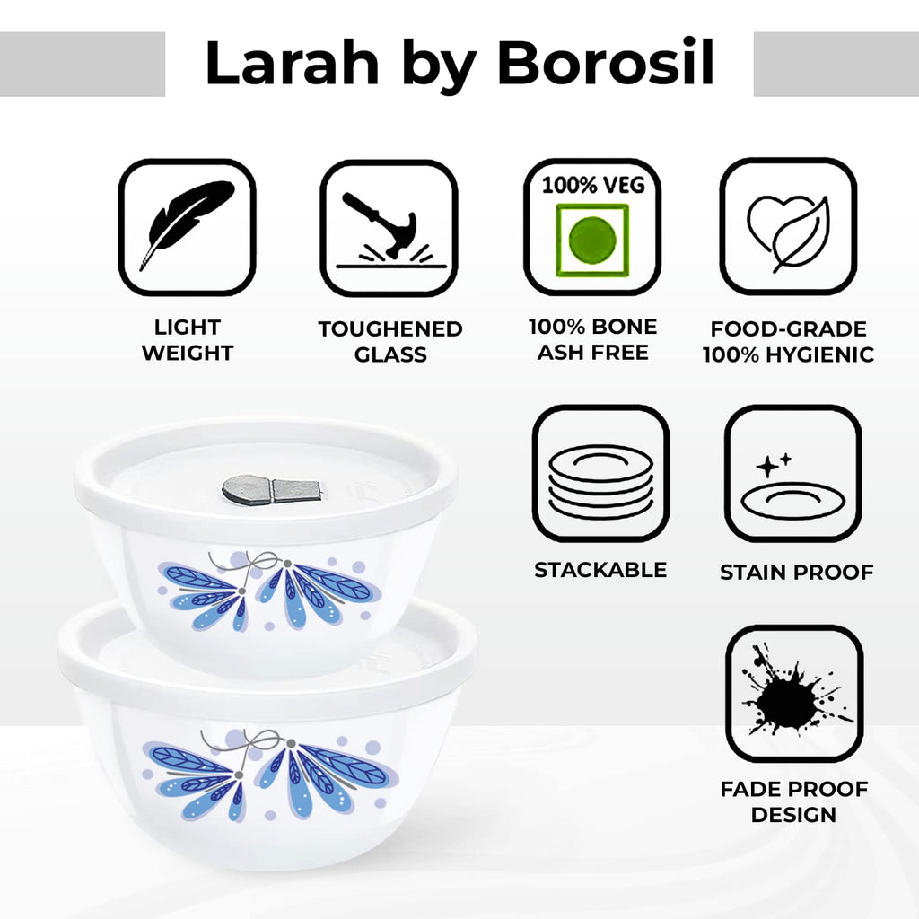 Larah by Borosil Twilight 4 pc Mixing Bowl, 1 L + 750 ml