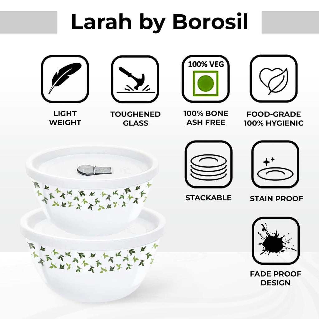 Larah by Borosil Sage 4 pc Mixing Bowl, 1 L + 750 ml