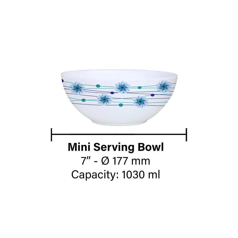 Larah by Borosil Bluebell Snack Bowl with Cover, 2pcSet+2Lids