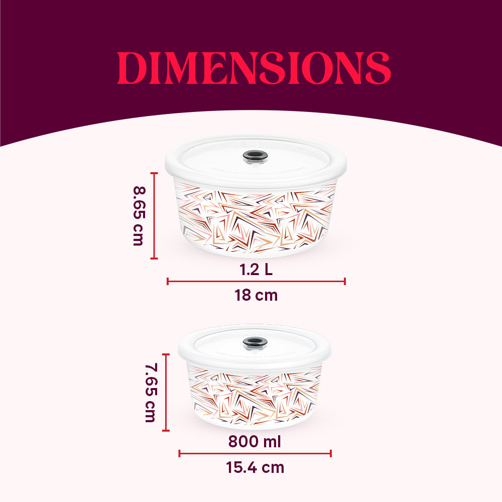 Larah By Borosil Comet Storage Bowl Set, 1.2L + 800ml