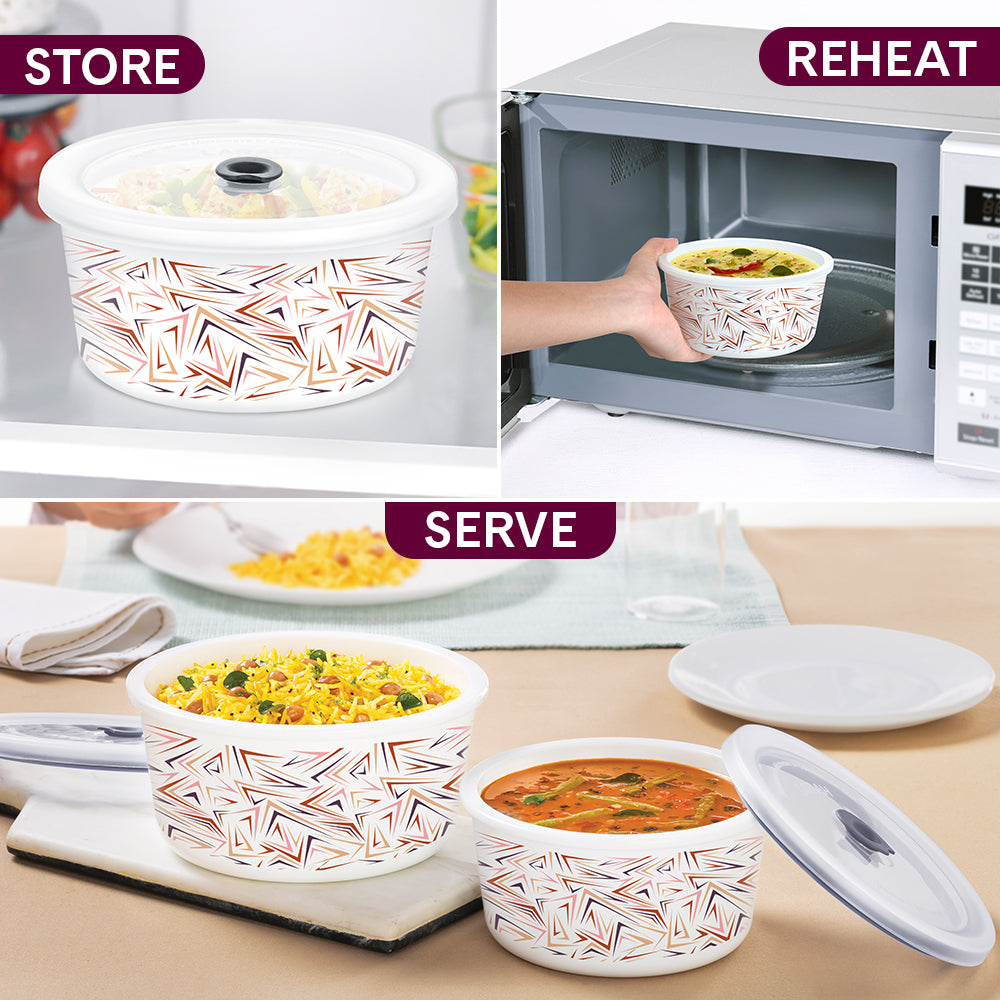 Larah By Borosil Comet Storage Bowl Set, 1.2L + 800ml