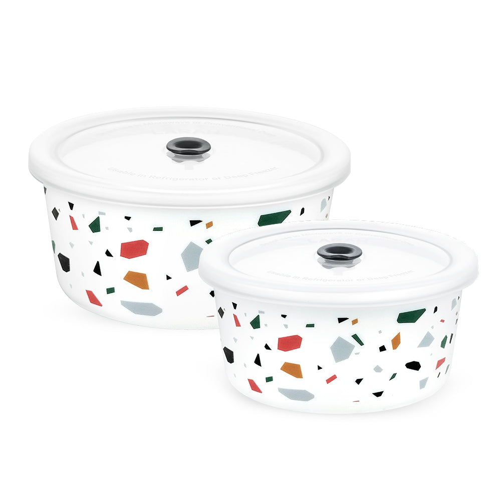 Larah By Borosil Confetti Storage Bowl Set, 1.2L + 800ml