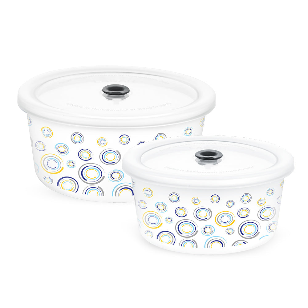 Larah By Borosil Jupiter Storage Bowl Set, 1.2L + 800ml
