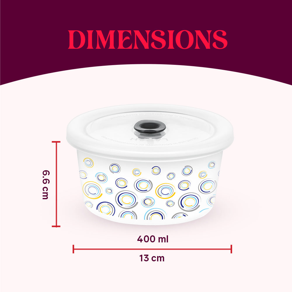 Larah By Borosil Jupiter Storage Bowl Set, 400ml x 2