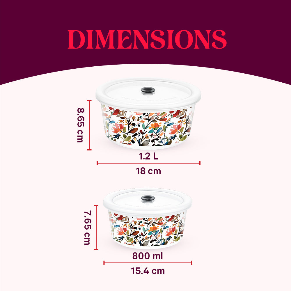 Larah By Borosil Lupin Storage Bowl Set, 1.2L + 800ml