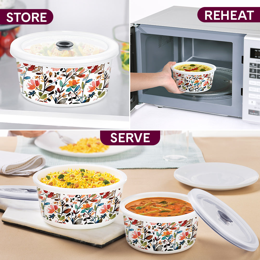 Larah By Borosil Lupin Storage Bowl Set, 1.2L + 800ml