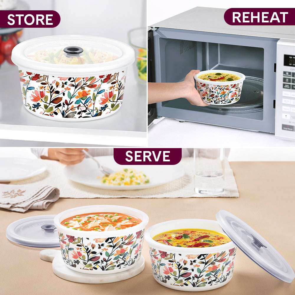 Larah By Borosil Lupin Storage Bowl Set, 800ml x 2