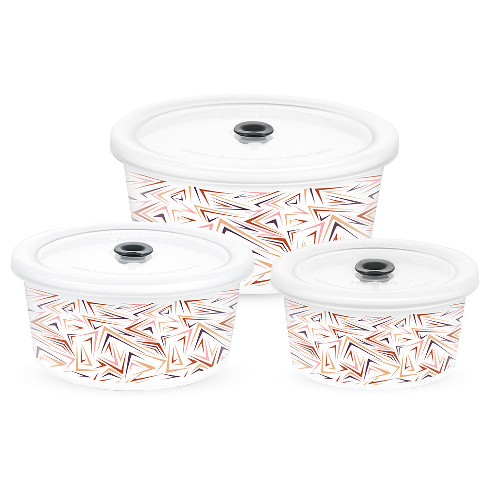 Larah By Borosil Comet Storage Bowl Set, 1.2L + 800ml + 400ml
