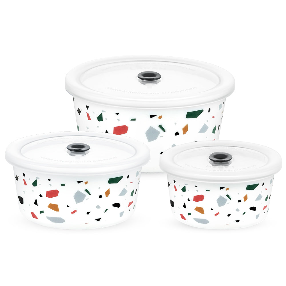 Larah By Borosil Confetti Storage Bowl Set, 1.2L + 800ml + 400ml