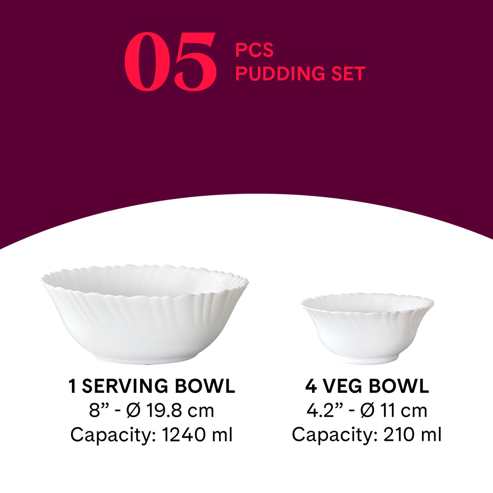 Larah by Borosil Red Carnation Pudding Set, 5 pc