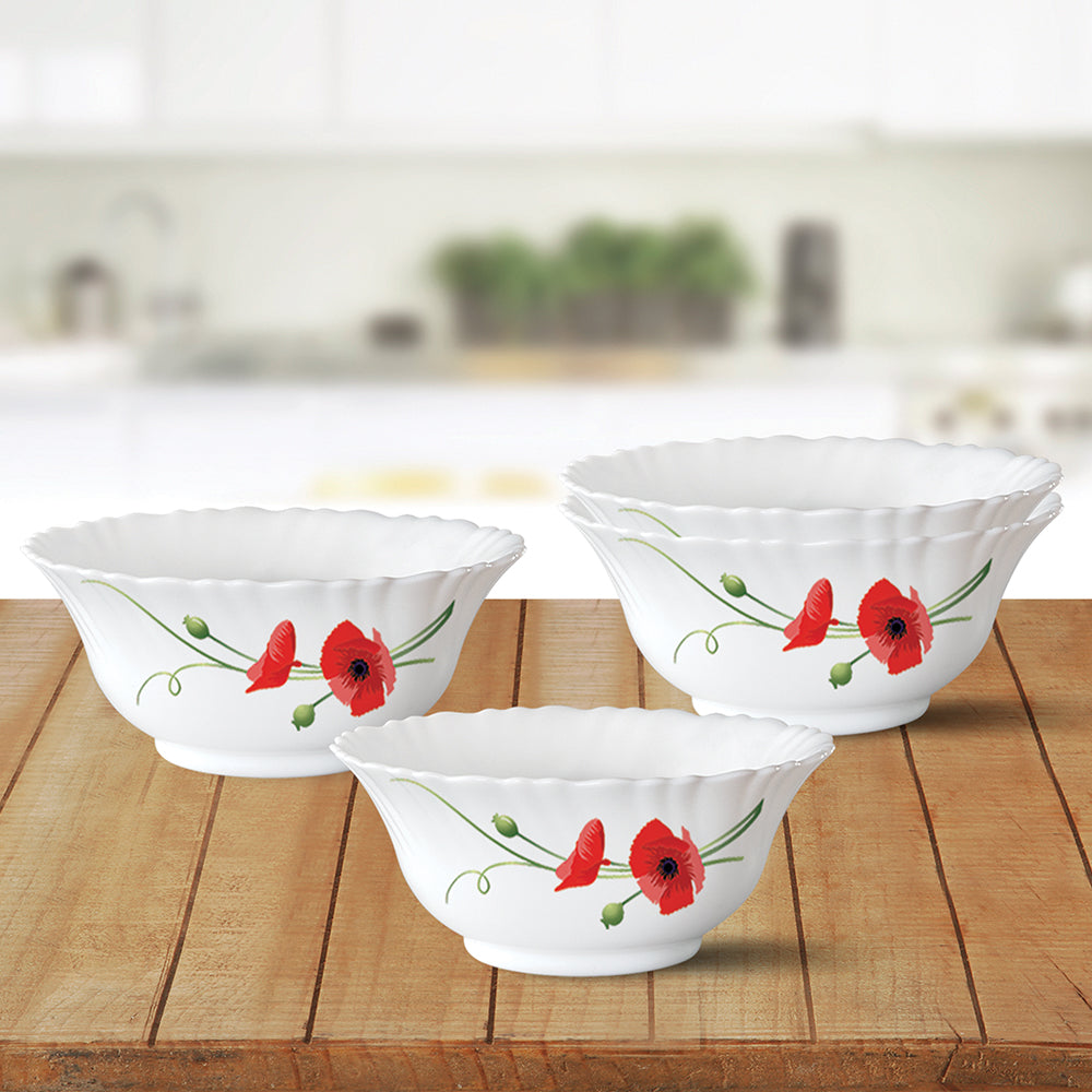 Larah by Borosil Red Carnation Pudding Set, 5 pc