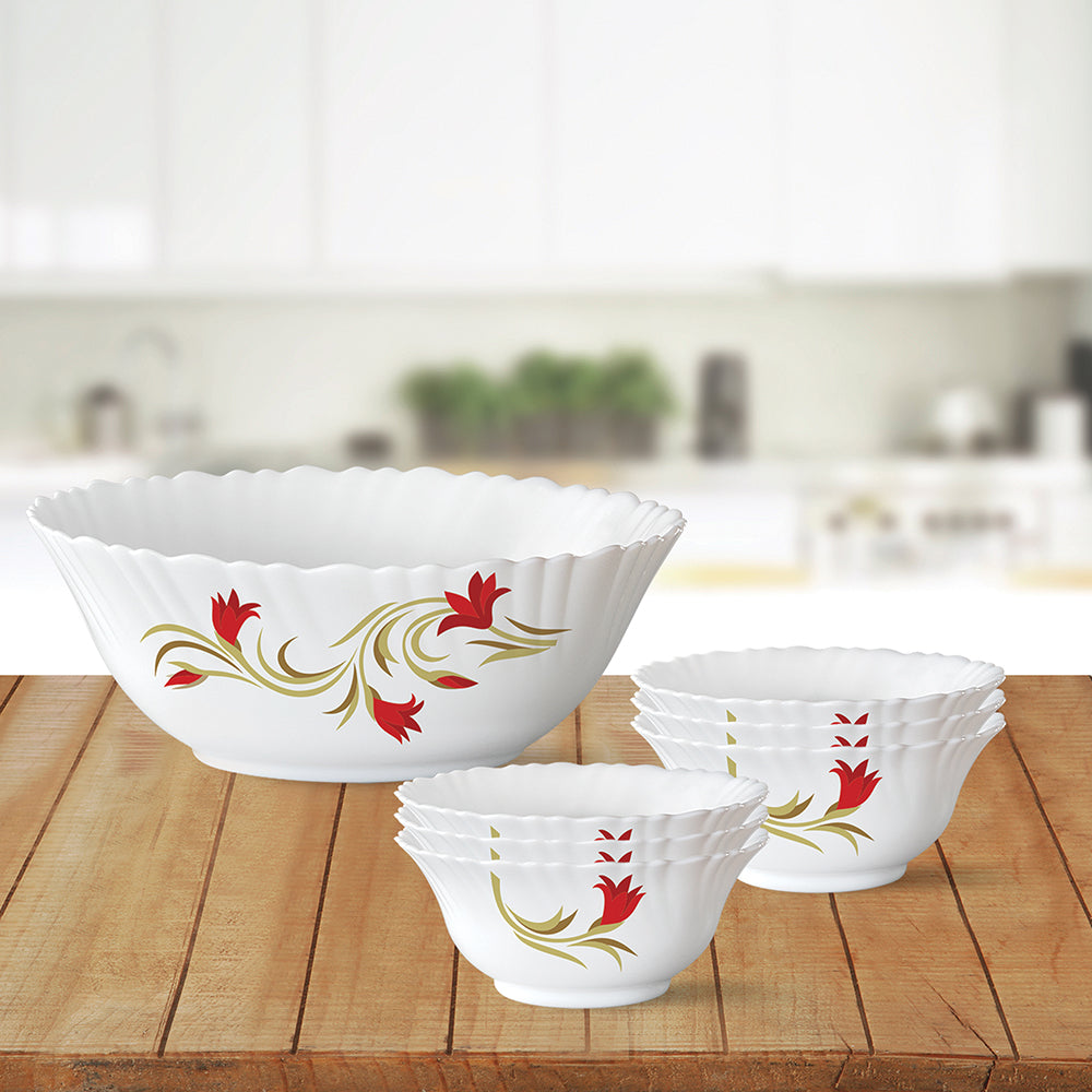Larah by Borosil Red Lily Pudding Set 5 pc Set