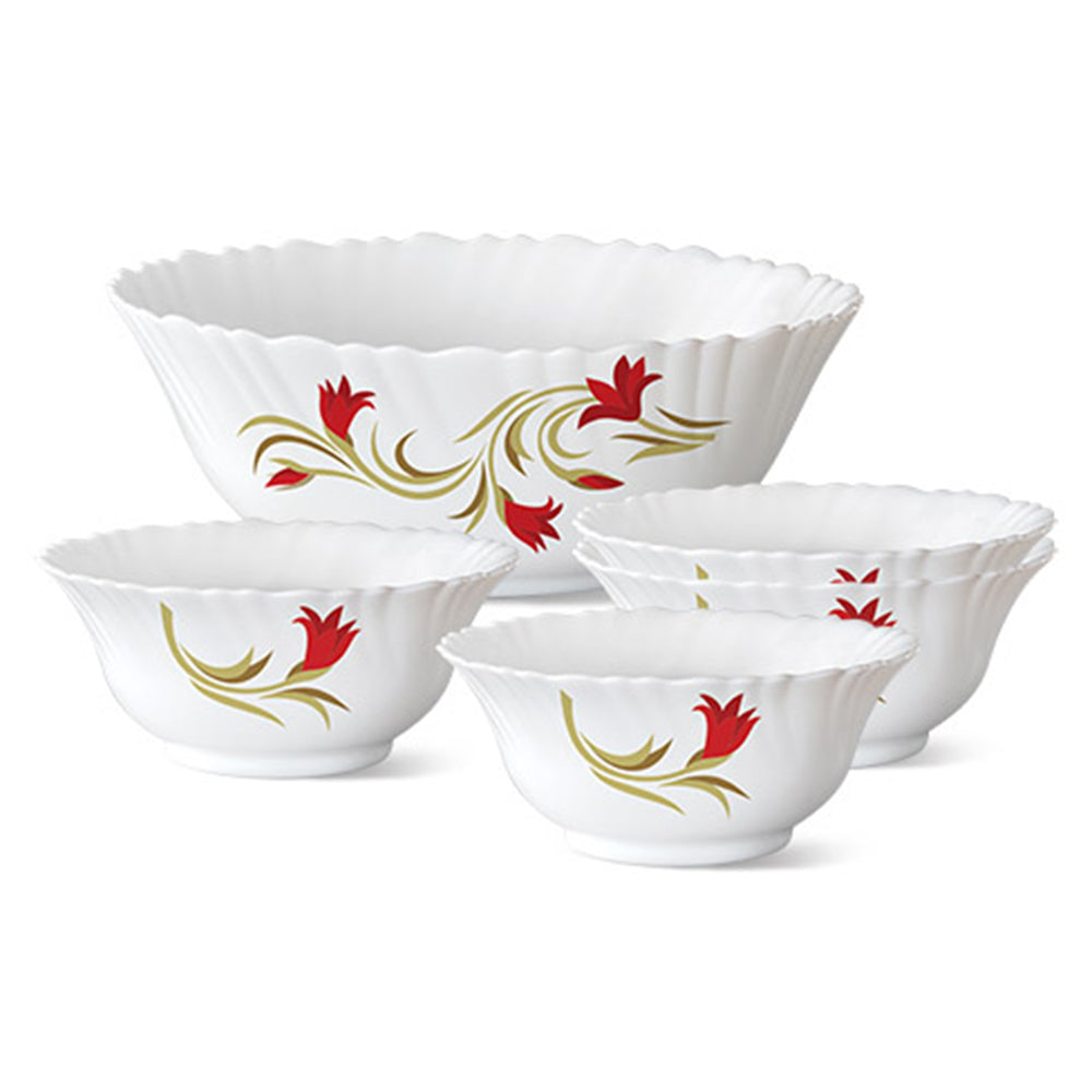Larah by Borosil Red Lily Pudding Set, 5 pc