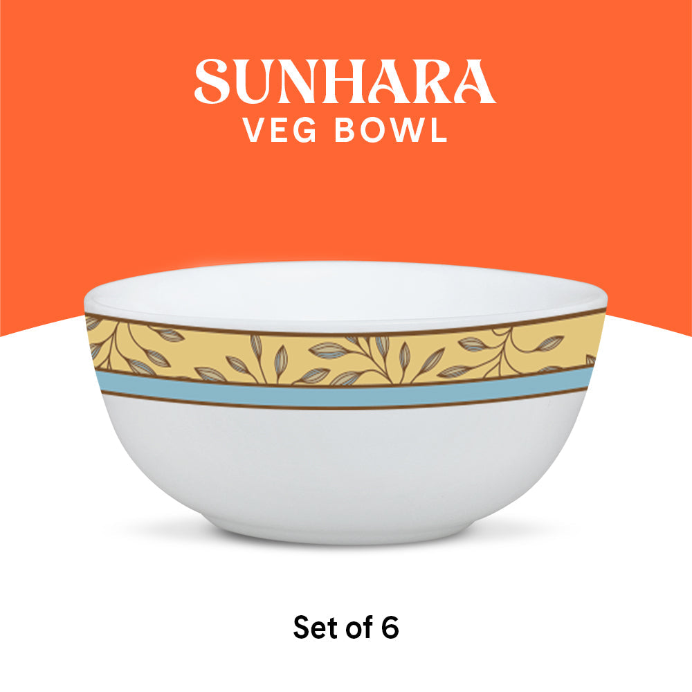 Larah by Borosil Sunhara Veg Bowl Set, 6 pc