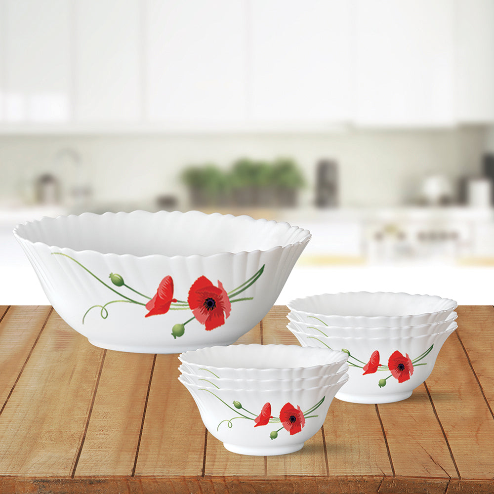 Larah by Borosil Red Carnation Pudding Set 7 pc Set (Small)