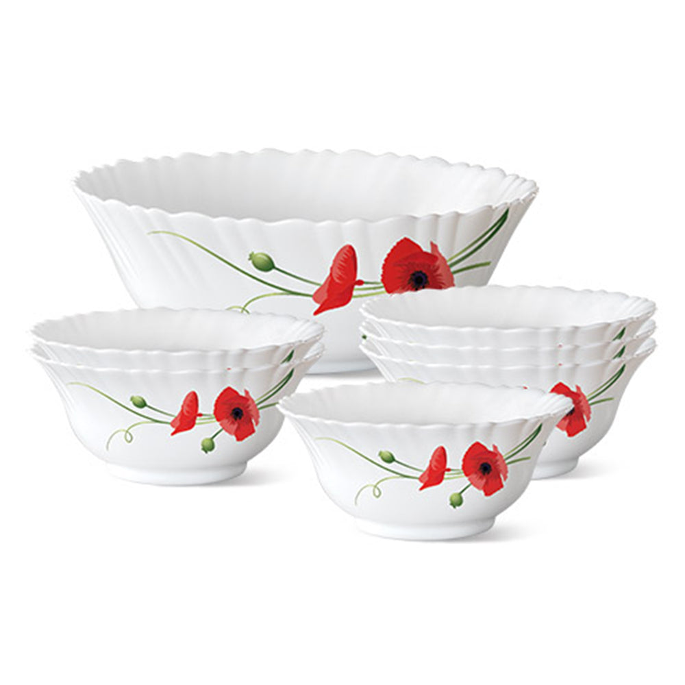Larah by Borosil Red Carnation Pudding Set, 7 pc (Small)