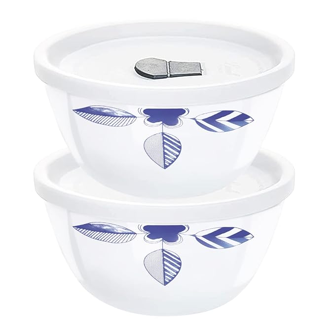 Larah by Borosil Morning Glory 4 pc Mixing Bowl, 1 L x 2