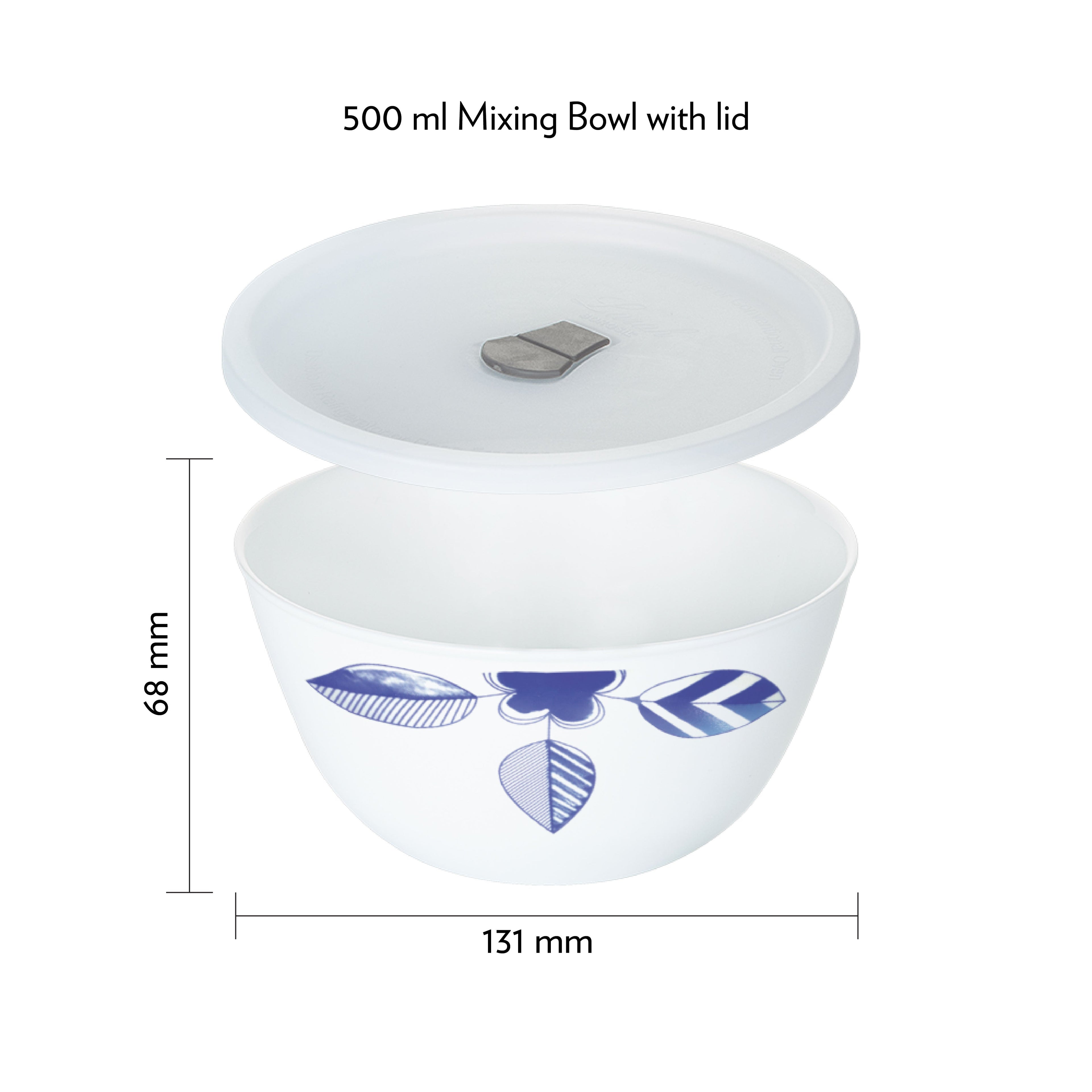 Larah by Borosil Morning Glory 4 pc Mixing Bowl, 500 ml x 2