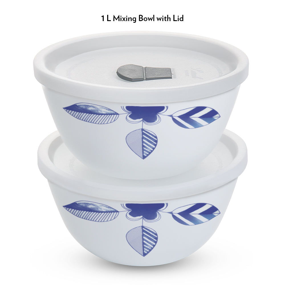 Larah by Borosil Morning Glory 4 pc Mixing Bowl, 1 L x 2