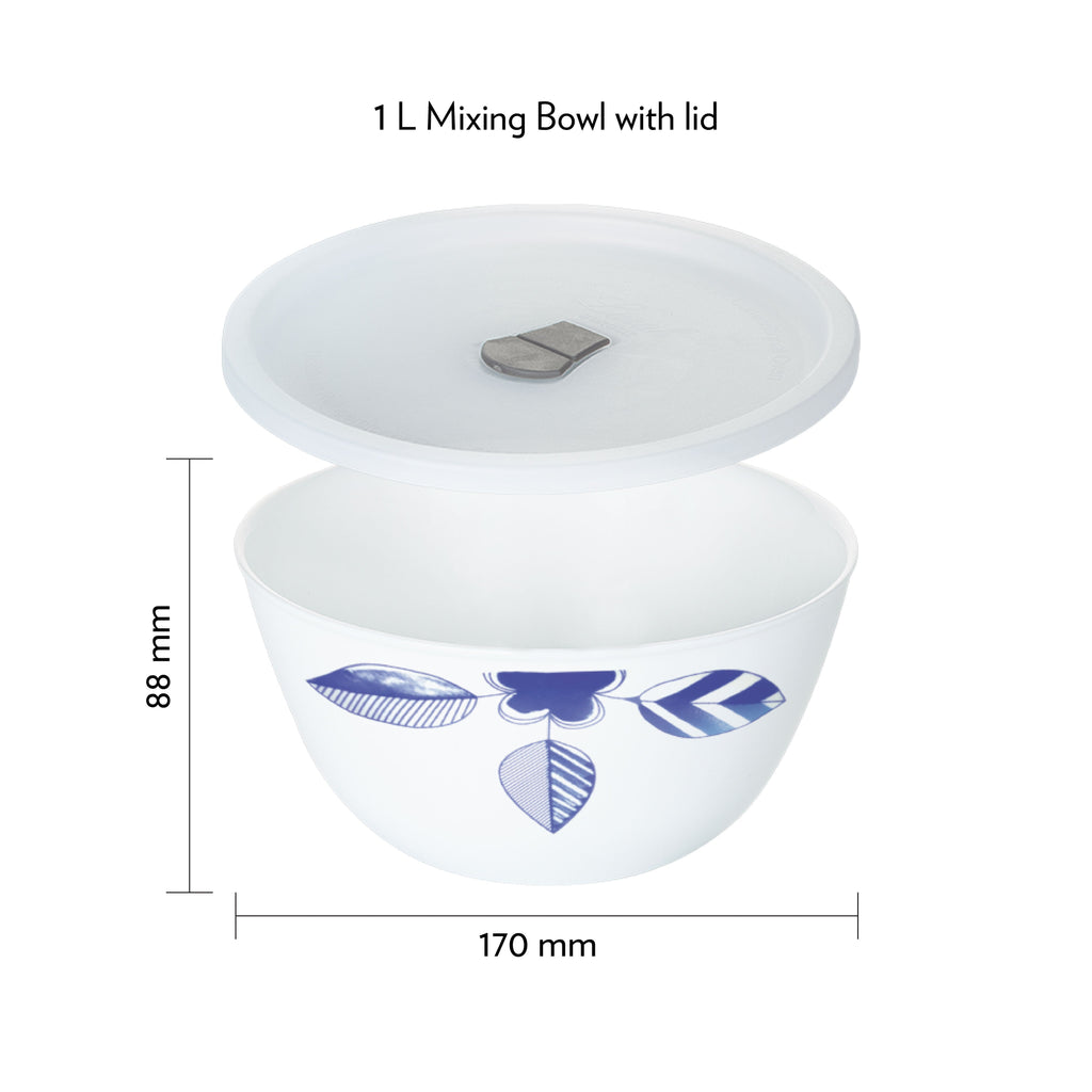 Larah by Borosil Morning Glory 4 pc Mixing Bowl, 1 L x 2