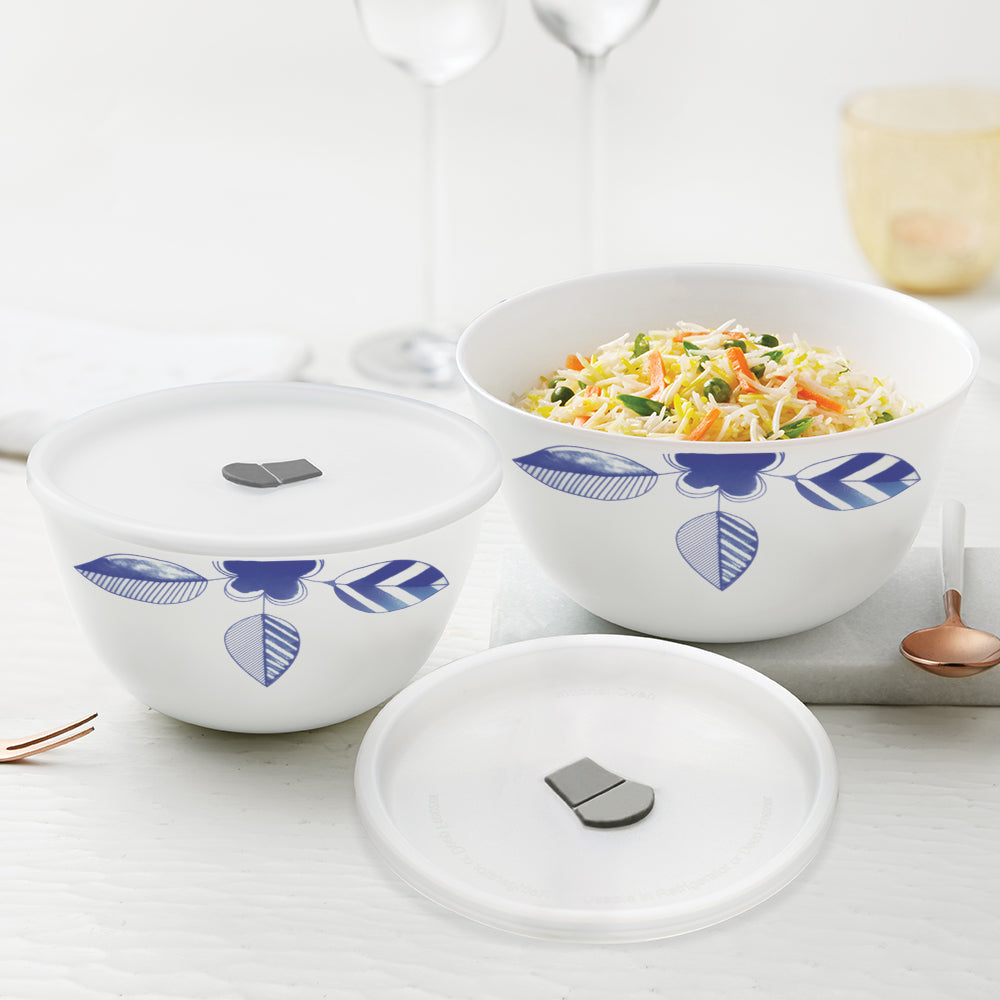 Larah by Borosil Morning Glory 4 pc Mixing Bowl, 1 .5 L + 750 ml