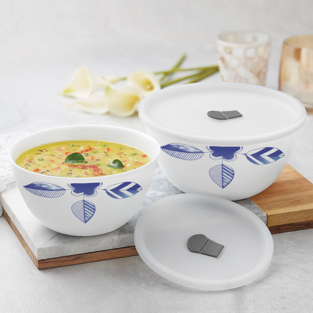 Larah by Borosil Morning Glory 4 pc Mixing Bowl, 1 L + 1.5 L