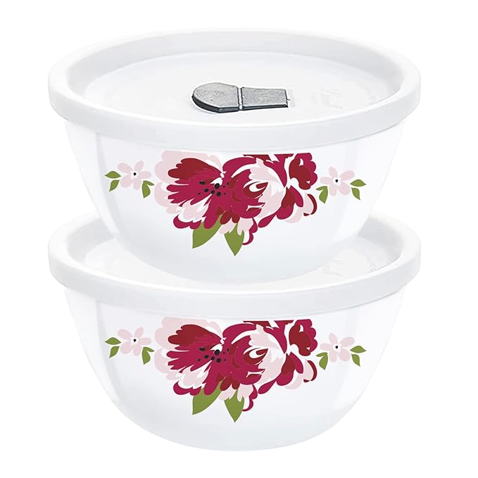 Larah by Borosil Rose Red 4 pc Mixing Bowl, 1 .5 L + 750 ml
