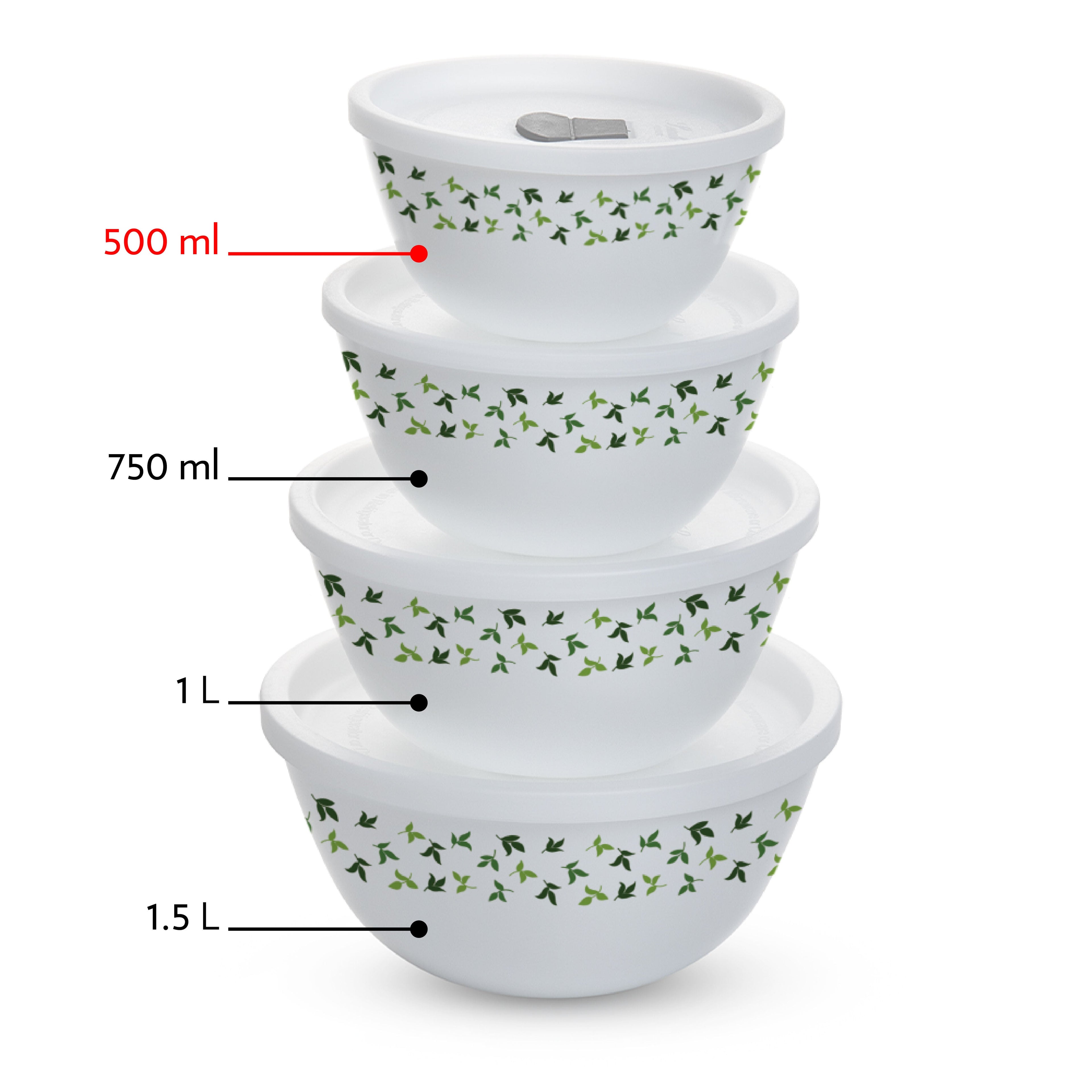 Larah by Borosil Sage 4 pc Mixing Bowl, 500 ml x 2