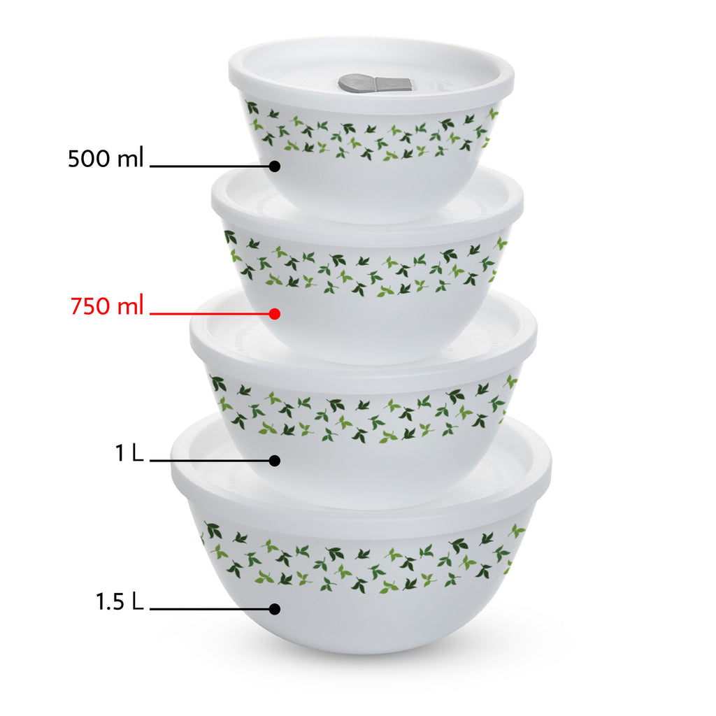 Larah by Borosil Sage 4 pc Mixing Bowl, 750 ml x 2