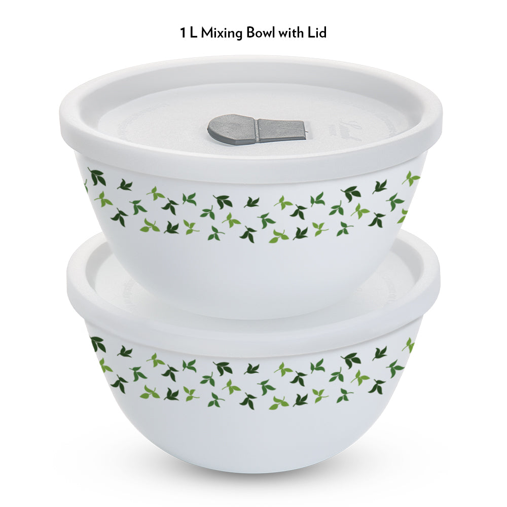 Larah by Borosil Sage 4 pc Mixing Bowl, 1 L x 2