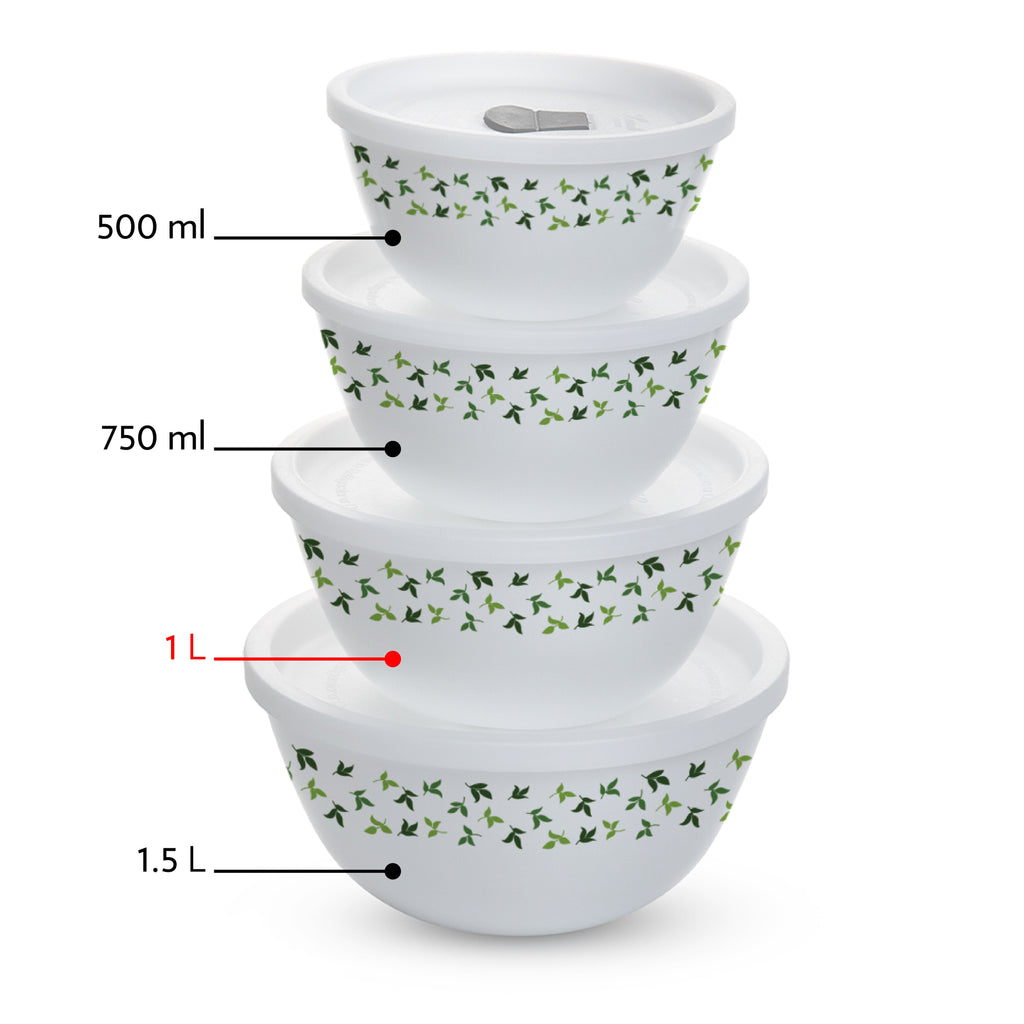 Larah by Borosil Sage 4 pc Mixing Bowl, 1 L x 2