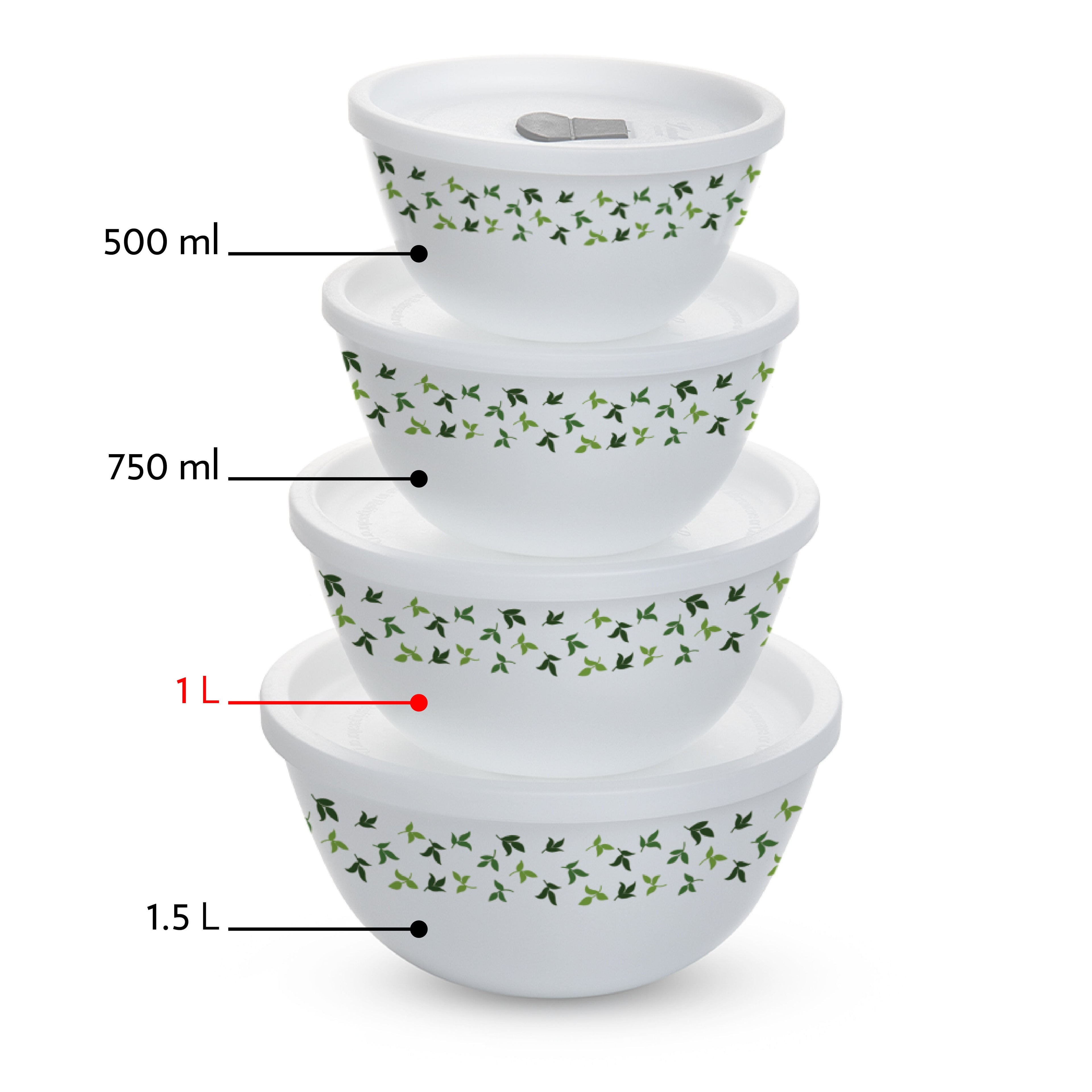 Larah by Borosil Sage 4 pc Mixing Bowl, 1 L x 2