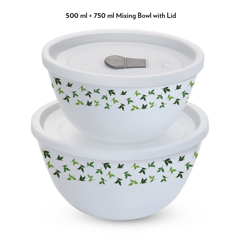 Larah by Borosil Sage 4 pc Mixing Bowl, 750 ml + 500 ml