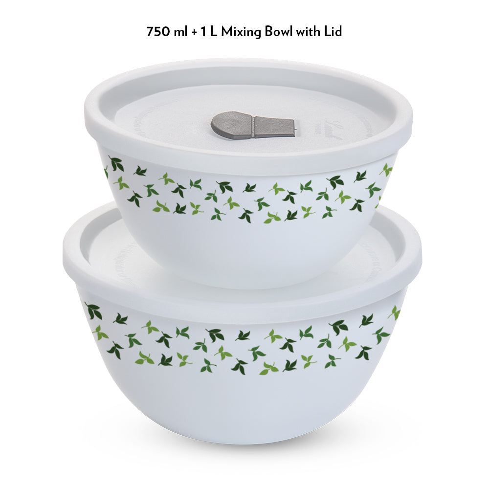 Larah by Borosil Sage 4 pc Mixing Bowl, 1 L + 750 ml