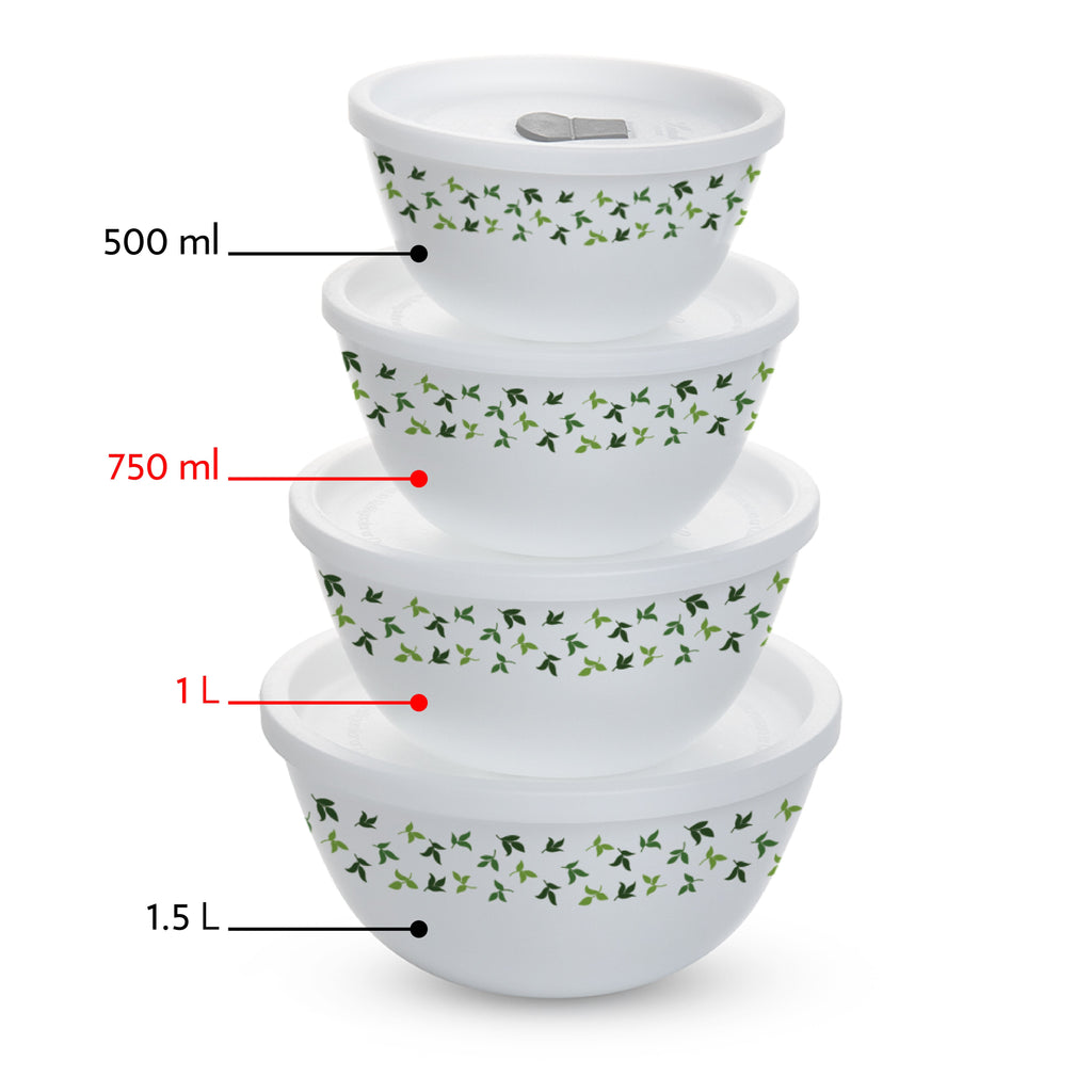 Larah by Borosil Sage 4 pc Mixing Bowl, 1 L + 750 ml
