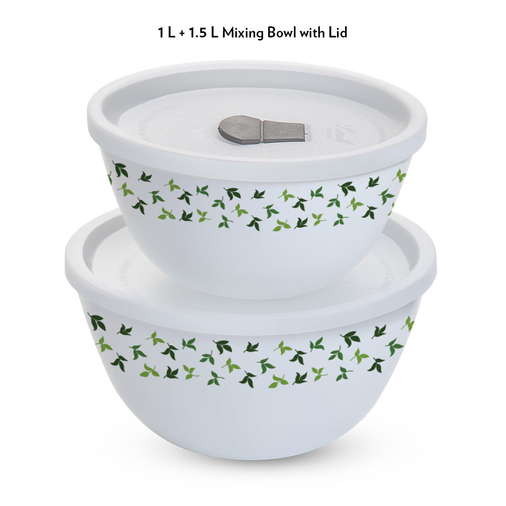 Larah by Borosil Sage 4 pc Mixing Bowl, 1 L + 1.5 L
